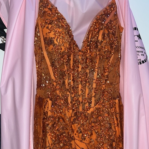 Jovani Orange Embellished Dress